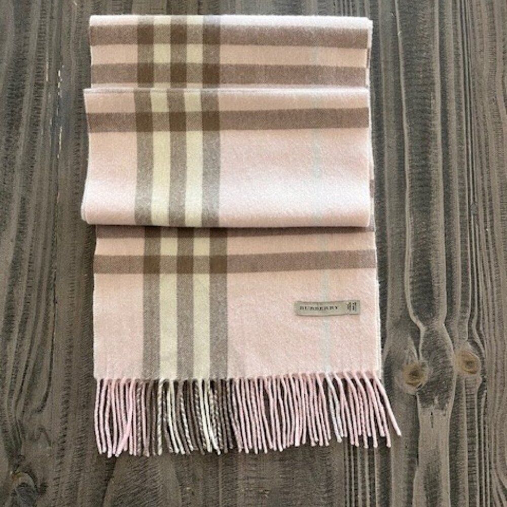 Vintage Pink Burberry 100% Cashmere Scarf